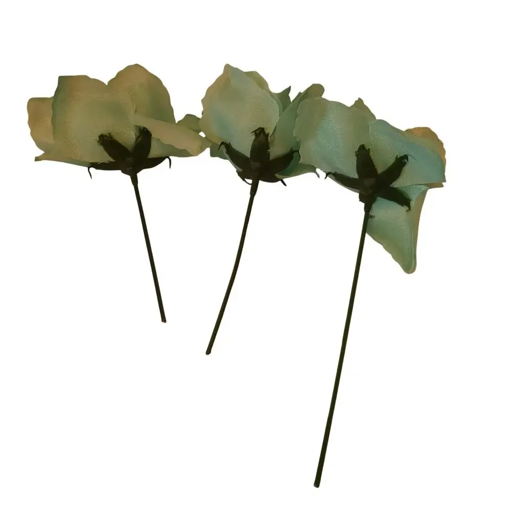 Artificial Mint Aqua Green Roses Lot of 50 2.5in Short Stems Wedding Craft